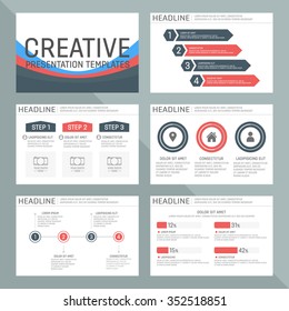 Vector template for multipurpose presentation slides with graphs and charts.