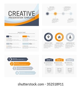 Vector template for multipurpose presentation slides with graphs and charts.