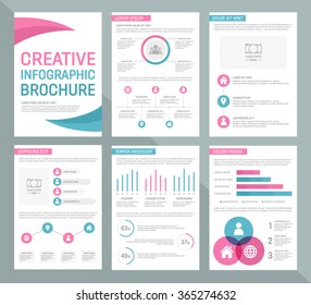 Vector template for multipurpose presentation slides with graphs and charts. Infographic elements, chart, graph, brochures
