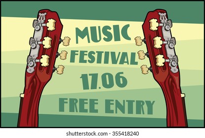 Vector template for a music concert poster or a flyer featuring an acoustic guitar