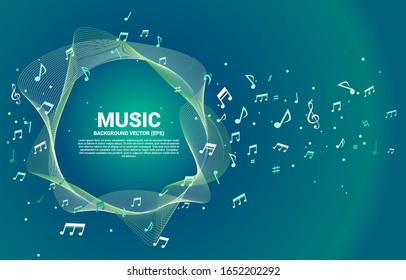 Vector template music melody note dancing flow . Concept background for song and concert theme.