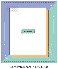 Vector template in new modern memphis style in muted color. Trendy retro look presentation, cover, banner with space for text.	
