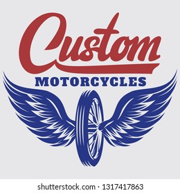 Vector template on motorcycle theme with calligraphic inscription.