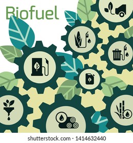 Vector template on the theme of biofuels, environmentally friendly fuel, natural energy with icons in a flat style suitable as a background for printing or as an illustration for the site.