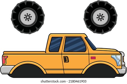 Vektorvorlage eines orangefarbenen LKW
