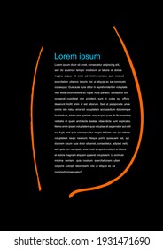 Vector template with original curve borders, frame and brackets and copy space for advertising design, poster, website, promo or presentation page. Abstract geometric background with unusual shape.