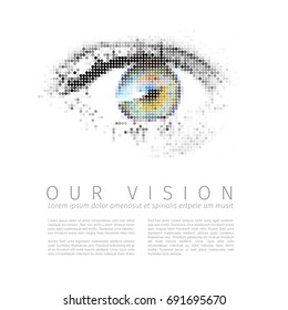 Vector template for Our vision manifesto with digital human eye