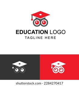 Vector Template of an Owl Logo with Graduation Cap, Ideal for Educational Institutions and Academic-Related Businesses. The Owl - Paired with a Graduation Cap to Convey the Idea of Achievement 