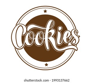 Vector Template Packaging Sweets, Label, Banner, Poster, Identity, Branding. Stylish Design For Baked Goods With Text Cookies