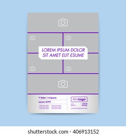 Vector template page design with marked space for images. Clean, modern, and professional corporate business document suitable for various purposes.