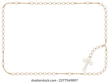 Vector template page frame created from of christian rosary. Diploma, certificate,... Isolated on white background.