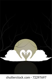 vector template with  pair of swimming  swans