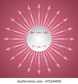 Vector template of paper round frame with arrow sunburst for flyer, brochure, booklet and website design