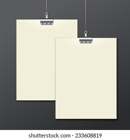 Vector template of a paper sheet, poster, picture frame, on a dark background, vector illustration eps 10