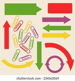 Vector template with paperclips for brochure, web.