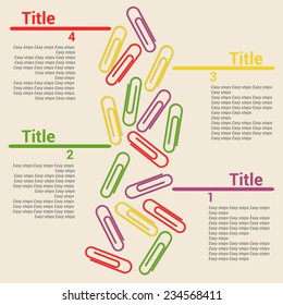 Vector template with paperclips for brochure, web.