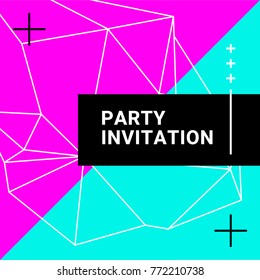Vector template of party invitation. Design for website and cards