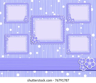 vector template photo card for scrapbook