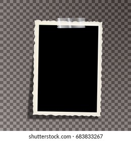 vector template photo frame with adhesive tape, Isolated on transparent background. design for your photography and picture. Vector Illustration