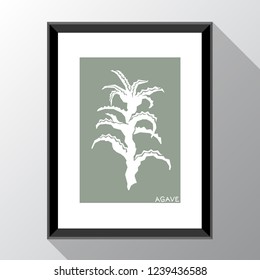 Vector template with photo frame and agave. Template for style design. 