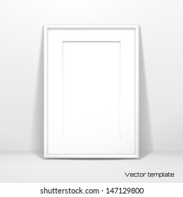 Vector  template. Picture frame design with passepartout. Realistic shadow.