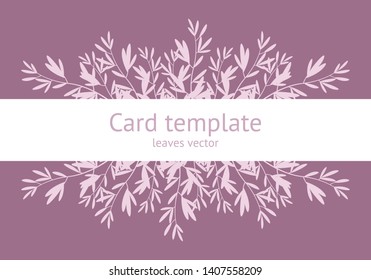 Vector template with pink leaves for invitation, wedding ornament concept. Vector decorative greeting card or invitation design background.
