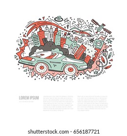 vector template with place for your text and auronomous car