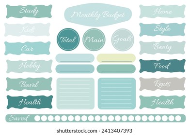 Vector template for planning your monthly budget with tracker and categories