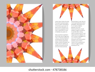 Vector template poster decorated by mandalas. Pattern with decorative geometric ornament. Abstract background for flyers, posters or menu.