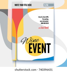 Vector template of poster, design layout for brochure, banner, flyer. Poster design with abstract graphic. Mock-up for Cocktail Party, Wine festival event or menu covers with text template, A4 size.