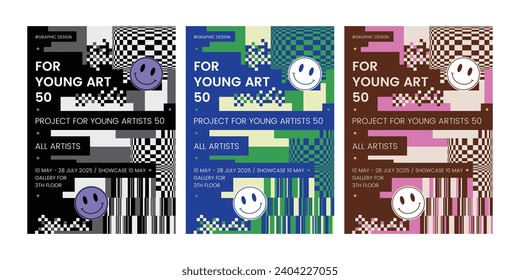 vector template poster design vertical square pattern smile icon advertising marketing proposal flyer cover book print dynamic elements graphic design color set grid information exhibition digital