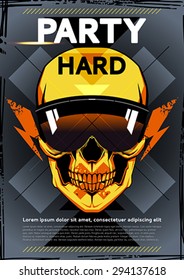 Vector template poster with fashion skull in glasses