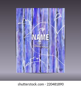 Vector template poster on painted wood. Used for the cover, menu, flyers, etc.