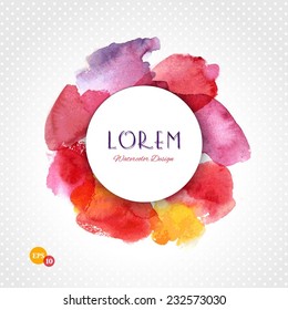 Vector template poster with watercolor paint abstract background