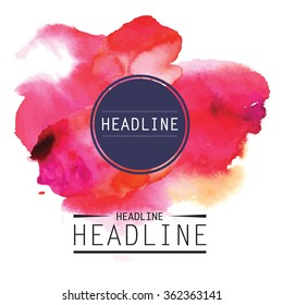 Vector template poster with watercolor paint abstract background.
