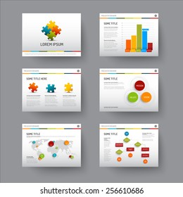 Vector Template for presentation slides with graphs and charts