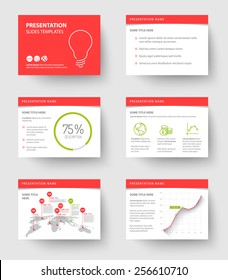 Modelo vetorial para slides de apresentação com gráficos e gráficos - versão vermelha e verde