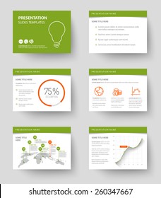 Vector Template For Presentation Slides With Graphs And Charts - Green And Red Version