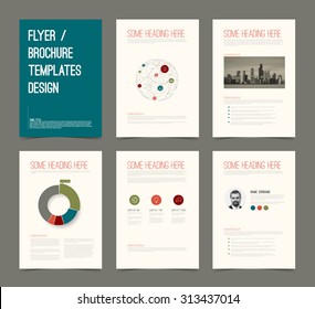 Vector Template for presentation slides with graphs and charts - retro color version