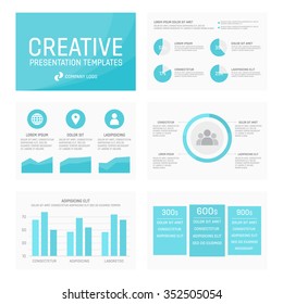 Vector template for presentation slides with graphs and charts