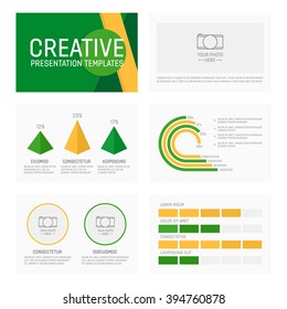 Vector template for presentation slides with graphs and charts 