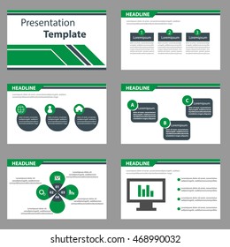 Vector Template for presentation slides with graphs and charts - green and black version