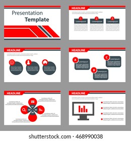 Vector Template for presentation slides with graphs and charts - red and black version