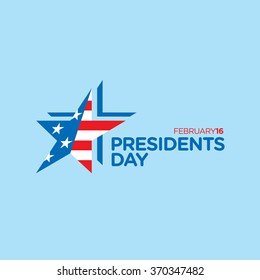 Vector template for Presidents Day with american flag