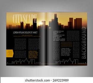 vector template print edition of the magazine with night city