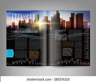 vector template print edition of the magazine with night city