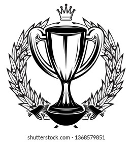 Vector template with prize cup on sports theme.