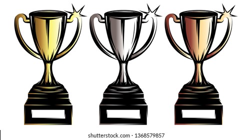 Vector template with prize cup on sports theme.