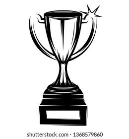 Vector template with prize cup on sports theme.