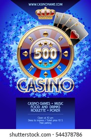 Vector template promo flyer for casino night party